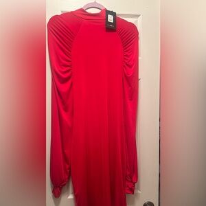 Elegant Red Draped Backless Dress